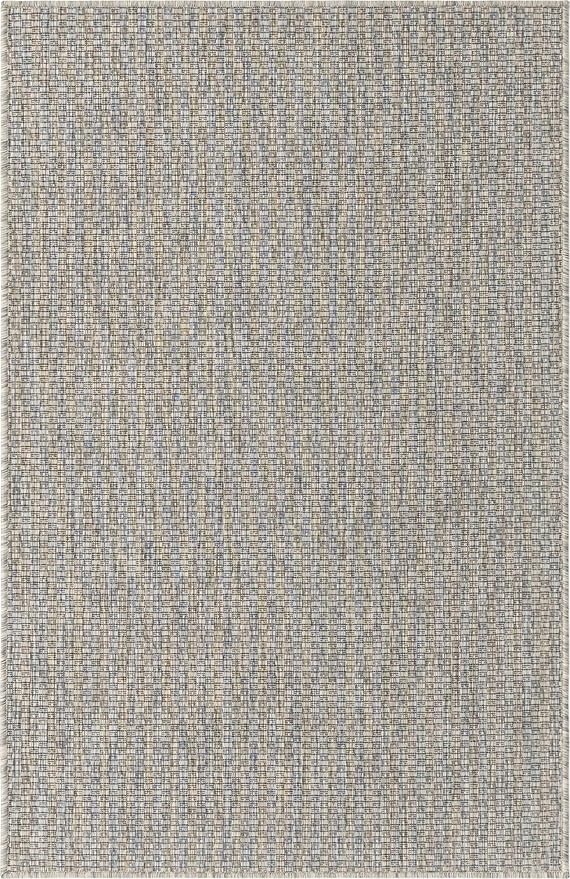 Unique Loom Collection Casual Transitional Solid Heathered Indoor/Outdoor Flatweave Area Rug (3' 3" x 5' 3" Rectangle, Light Gray/Ivory) - Image 8