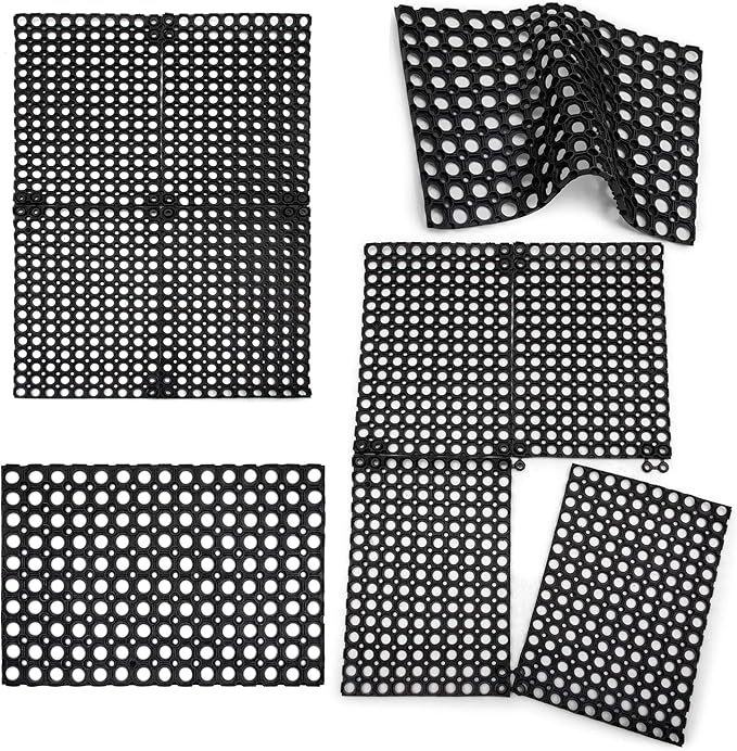 SafetyCare Interlocking Rubber Drainage Floor Mat - Anti-Fatigue - 24 x 16 inches - 12 Mats - Image 6