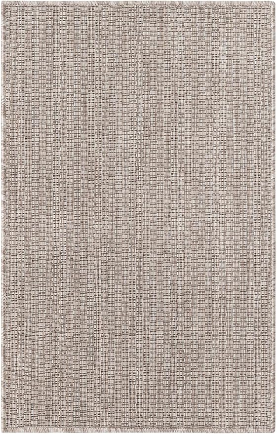 Unique Loom Collection Casual Transitional Solid Heathered Indoor/Outdoor Flatweave Area Rug (2' x 3' 1" Rectangle, Beige/Ivory) - Image 3