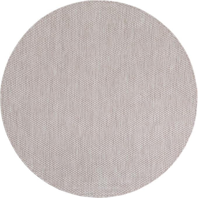 Unique Loom Outdoor Solid Collection Area Rug (6' 1" Round Beige/Ivory) - Image 3