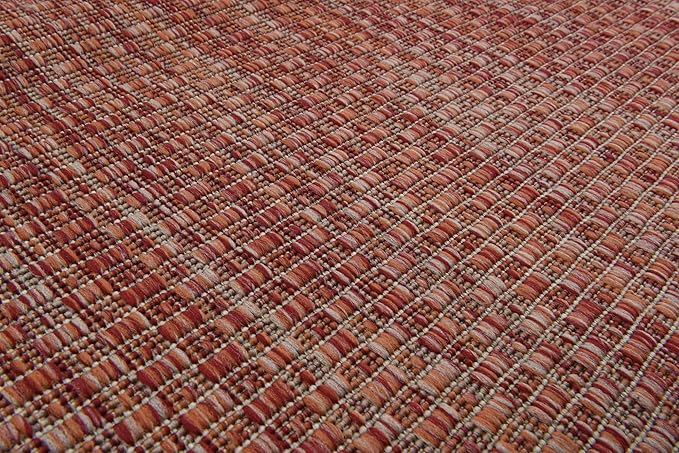 Unique Loom Collection Casual Transitional Solid Heathered Indoor/Outdoor Flatweave Area Rug (2' x 6' 1" Runner, Rust Red/Beige) - Image 7