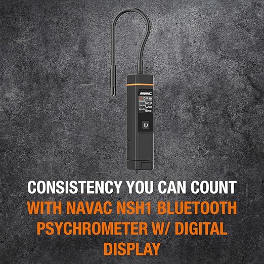 NAVAC NSH1 Bluetooth Psychrometer with Digital Display - HVAC Humidity & Temperature Diagnostics High Accuracy Sensor - One Button Operation, Easy Switch Knob, Rechargeable Battery - App Ready 7.8 oz - Image 2