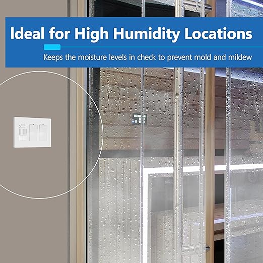 LIDER Humidity Sensor Switch and Motion Sensor Light Switch, PIR Sensor, Humidity Detection, Occupancy/Vacancy, No Neutral Required, ¼ HP, 1-Pole, UL Listed, White, Wall Plate Included, 2 Pack - Image 6