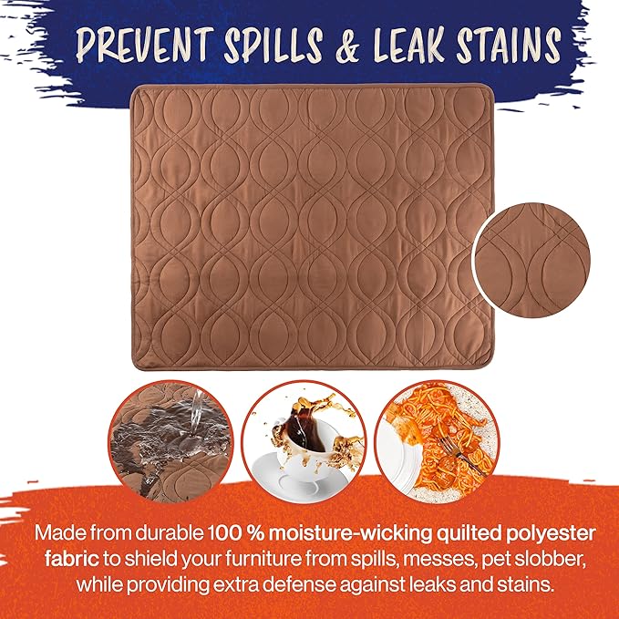 PETMAKER Waterproof Pet Mat - 36x28 Partial Couch Covers for Dogs, Cats, or Kids - Quilted Non-Slip Furniture Protector Pad (Brown) - Image 7