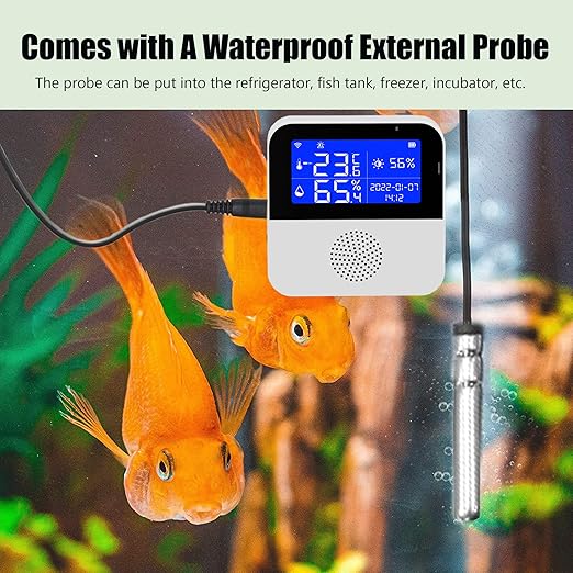 WiFi Thermometer Hygrometer with Waterproof Probe: Smart Temperature Humidity Sensor with LCD Backlit Screen & Calibration Function, App & Buzzer Alert, Indoor Temperature Monitor for Home Pet - Image 3