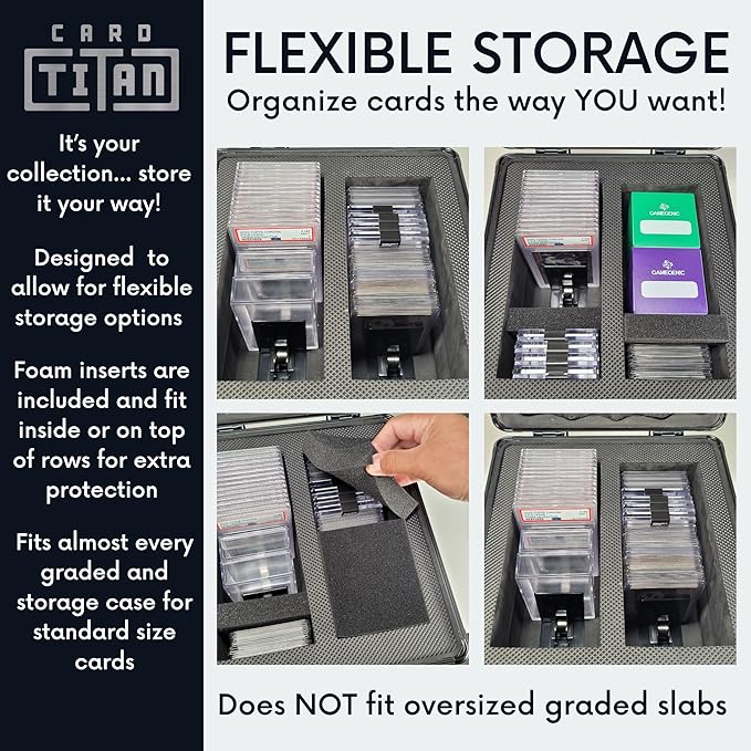 Vault Trading Card Storage Box - Lockable Sports Cards Hard Case with Spring-Loaded Pushers for Top Loaders & Graded Cards - 2 Row - Image 6