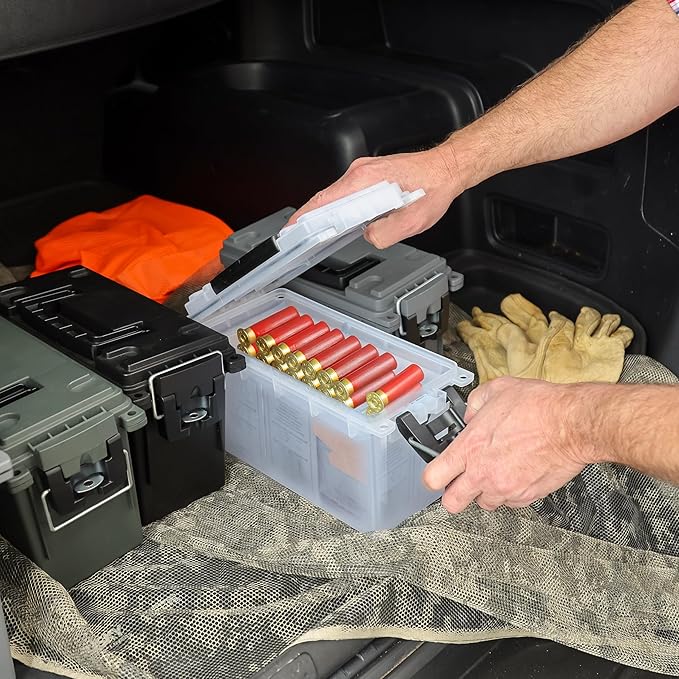 Sheffield 12793 2-Pack Ammo Storage Box, Stackable .30 Cal Field Boxes, Water and Dust Resistant, Lockable Storage Box with Handle, Secures Hunting Gear, Supplies, and Bullets, Made in USA, Frost - Image 9