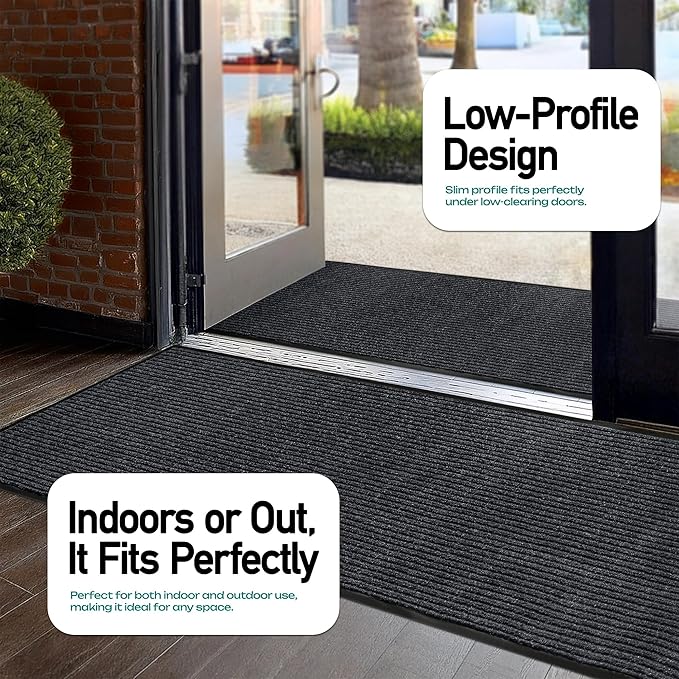MaxMat® Oversized Rubber Door Mat - Heavy Duty, Waterproof, Low-Profile, Easy to Clean, Commercial Floor Mat (4 x 16 Feet, Charcoal, MXM-RIB0316BK) - Image 3