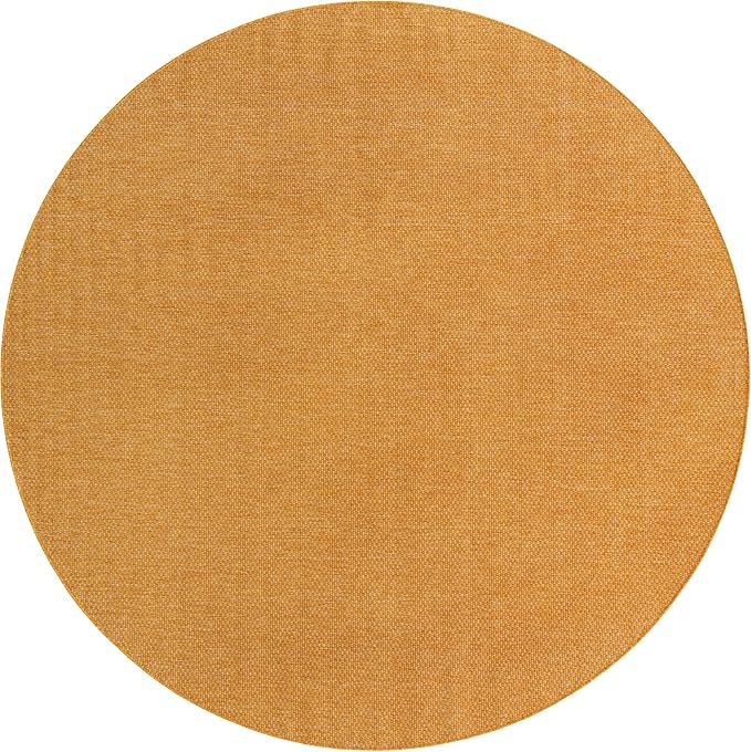 Unique Loom Collection Casual Transitional Solid Heathered Indoor/Outdoor Flatweave Area Rug (10' 8" Round, Corn Harvest Yellow) - Image 2