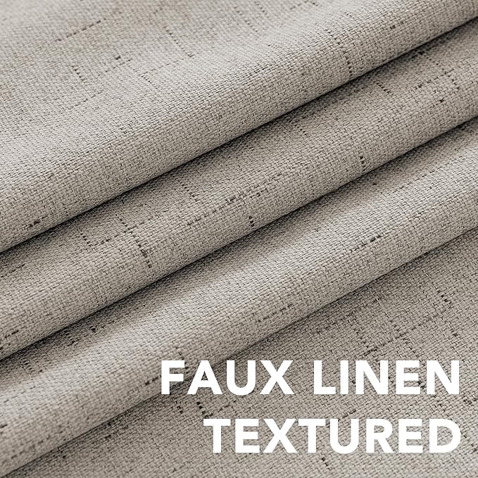 H.VERSAILTEX Linen Blackout Curtains Durable Thick Textured Linen Look 100% Blackout Patio Door Curtain Anti Rust Grommet Extra Wide Sliding Door Curtain Panel, W100 x L108 inch - Stone - Image 5