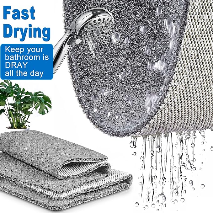 Shower Mats Non Slip for Elderly, 16x24’Lager Loofah Shower Mat, Loofah Bath Mats for Shower for Elderly-Grey - Image 3