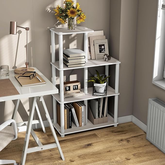 Homes: Inside + Out Apexa Modern 5-Cube Ladder Shelving Units, Collectibles Display Shelves, Easy Assembly Standing Shelf, Home Storage Organizer for Living Room, Bedroom, Office, Taupe Grey - Image 14