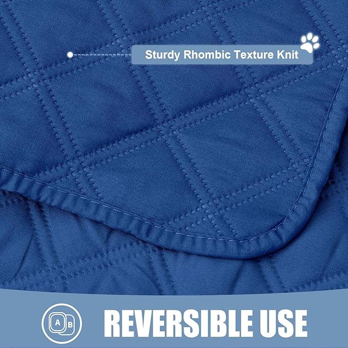 Smiry Waterproof Dog Bed Cover Pet Blanket, Soft Washable Dog Blanket for Furniture Bed Couch Sofa Reversible, Checkered (30"x70", Navy/Navy) - Image 4