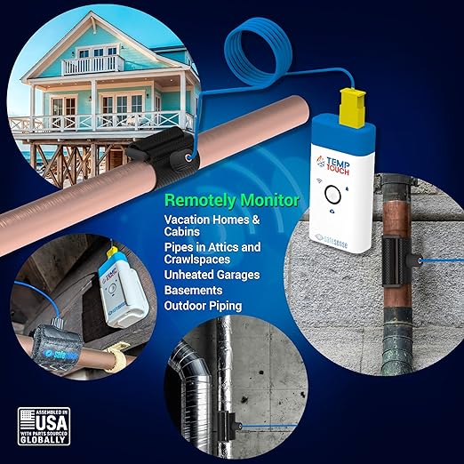 TempTouch WiFi Clamp Temperature and Humidity Sensor, Smart Thermometer for Plumbing and HVAC, App-Controlled Wireless with Velcro Strap - Image 6