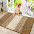 Smiry Dog Door Mat for Muddy Paws, Absorbs Moisture and Dirt, Low-Profile Entryway Mat with Non-Slip Backing, Entry Indoor Outdoor Doormat for Inside Floor (30x20 Inches, Camel, Striped) by Smiry