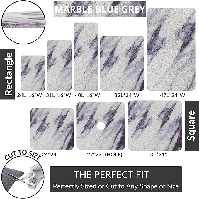 Non Slip Bathtub Mat Shower Mat for Tub - Loofah Bath Mats for Bathroom - 40x16 Bathtub Floor Mat - Textured Anti Slip Bath Mat Without Suction Cups - Secure Mat for Wet Areas (40x16 Blue Grey) - Image 6