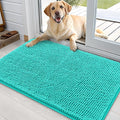 OLANLY Dog Door Mat for Muddy Paws 36x24, Absorbs Moisture and Dirt, Absorbent Non-Slip Washable Doormat, Quick Dry Chenille Mud Mat for Dogs, Entry Indoor Entryway Carpet for Inside Floor, Teal by OLANLY