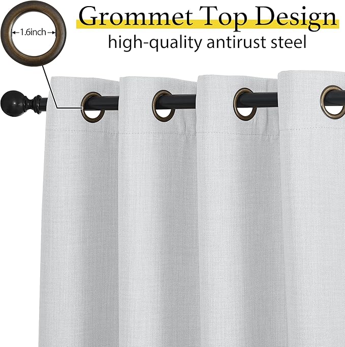 NICETOWN Faux Linen Curtain Valances for Kitchen Over Sink, Farmhouse Light Filtering Privacy Window Covering for Bathroom, Short Curtains for Cabinet, W52 x L24 inch, 2 Panels, Greyish White - Image 4