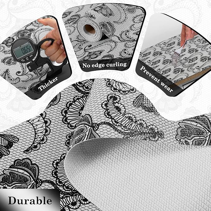 Drawer and Shelf Liner, Non-Slip Kitchen Cabinet Liners Non-Adhesive Thick Strong Grip Waterproof Washable Mats Protect Dresser Shelves Cupboard Bathroom Cabinets, Boho: Floral, 24 in X 10 FT - Image 7