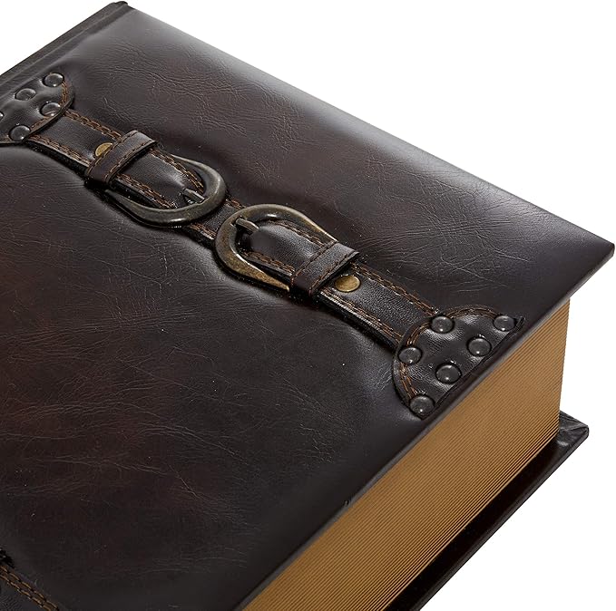 Deco 79 Wooden Decorative Box Faux Storage Book Book Shaped Boxes with Faux Leather Detailing, Set of 3 Decorative Keepsake Boxes 14", 11", 9"H, Brown - Image 5