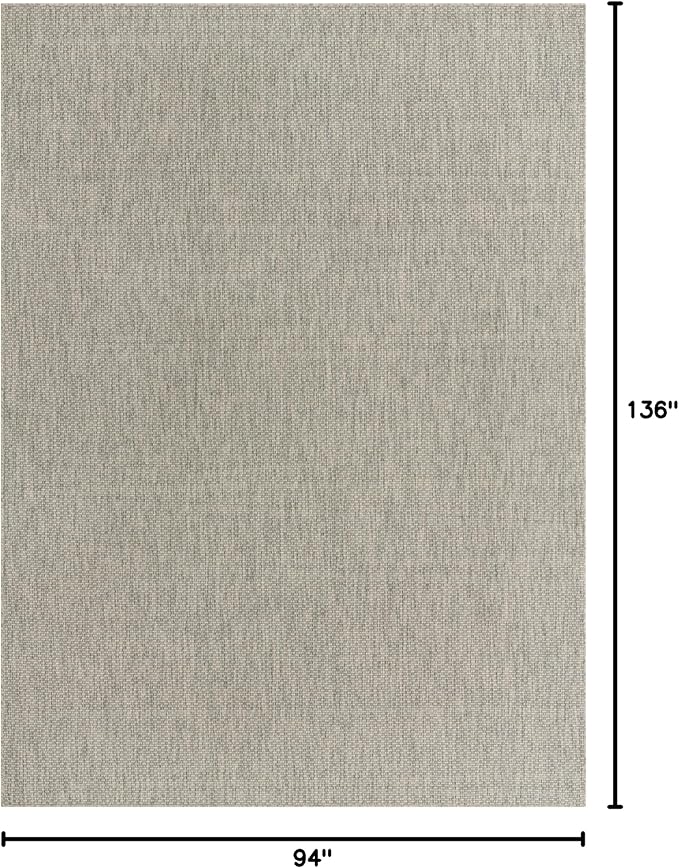 Unique Loom Outdoor Solid Collection Area Rug (8' x 11' 4" Rectangle Light Gray/Ivory) - Image 3