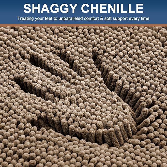 Smiry Luxury Chenille Toilet Rugs U-Shaped 20x20, Soft Absorbent Non-Slip Contour Bathroom Rugs for Toilet, Machine Washable Contoured Bath Mats, Camel - Image 3