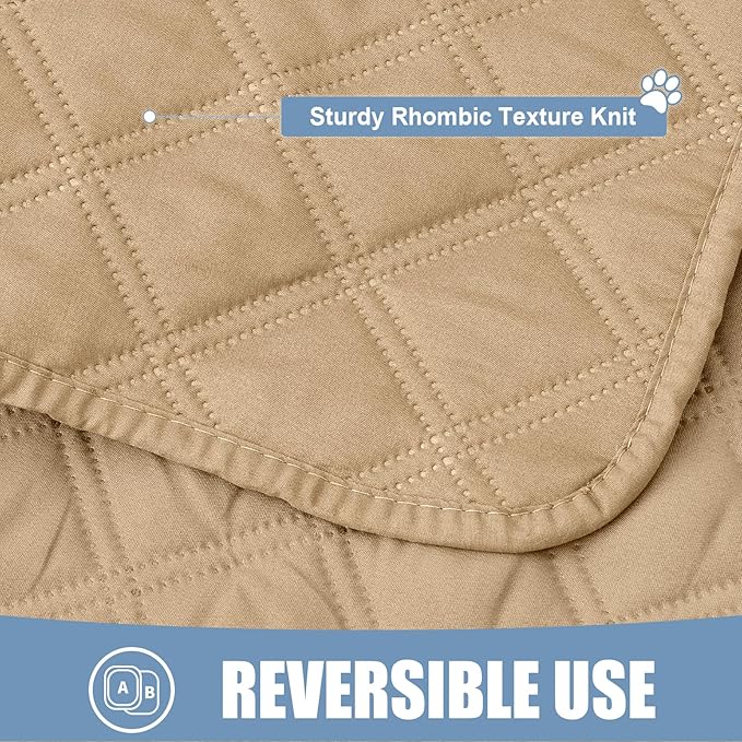 Smiry Waterproof Dog Bed Cover Pet Blanket, Soft Washable Dog Blanket for Furniture Bed Couch Sofa Reversible, Checkered (52"x82", Camel/Camel) - Image 4
