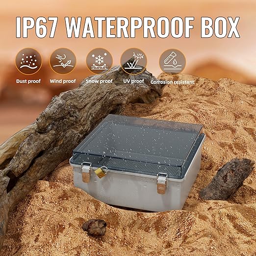 Joinfworld Outdoor Waterproof Electrical Box 13x13x5 Nema Box Weatherproof Plastic Electrical Box Outdoor WiFi Enclosure for Electrical Connection WiFi Router - Image 2