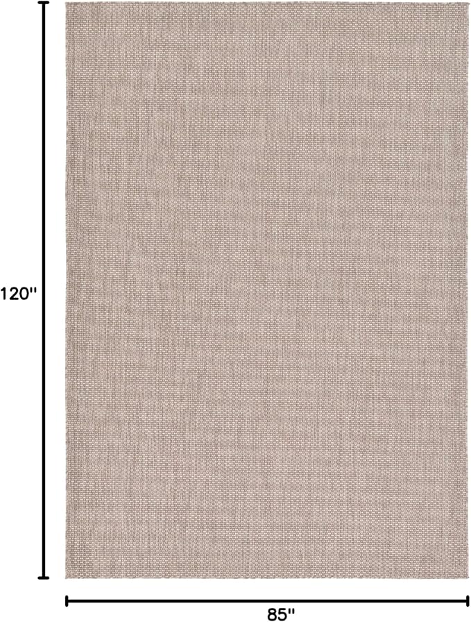 Unique Loom Collection Casual Transitional Solid Heathered Indoor/Outdoor Flatweave Area Rug (7' 1" x 10' Rectangle, Beige/Ivory) - Image 2
