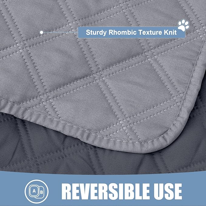 Smiry Waterproof Dog Bed Cover Pet Blanket, Soft Washable Dog Blanket for Furniture Bed Couch Sofa Reversible, Checkered (82"x82", Grey/Dark Grey) - Image 4