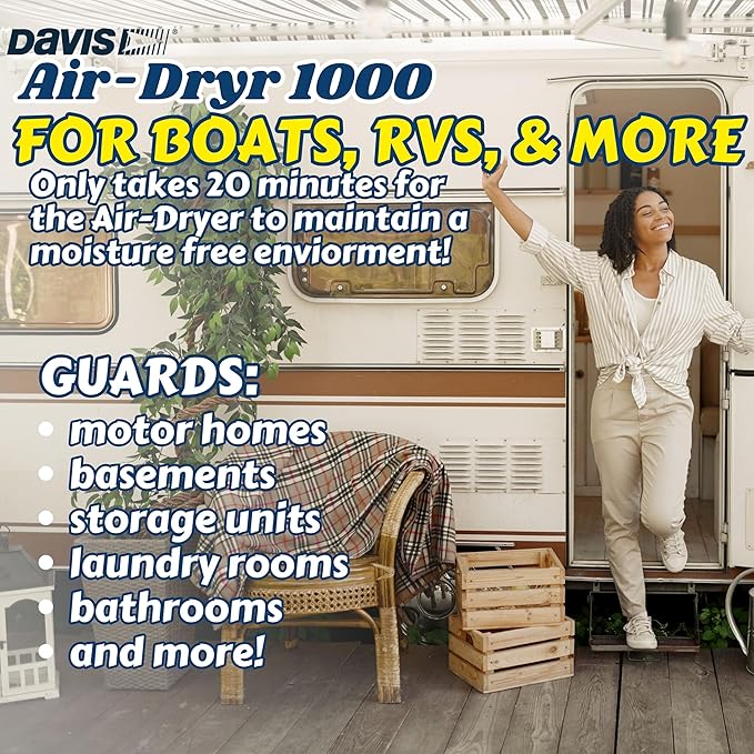 Davis Instruments Air-Dryr 1000 Dehumidifier Bundle (2 Pack) Quiet Boat Dehumidifier for Moisture Problems and Wet Air Solution - Portable Space Heater for RV or Campers - Compact Electric Boat Heater - Image 6