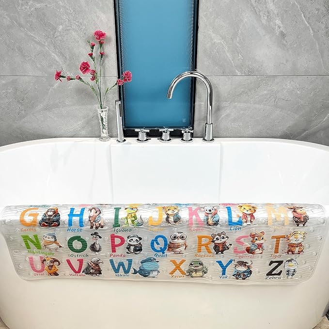 BOPPIE Non-Slip Bath Mat Shower Mats for Tub Kids,Anti-Slip-Resistant Bathtub Tub Mats Bathroom Mat XL Large Bath Mat 35X15 Inches (Animal Collections) - Image 9