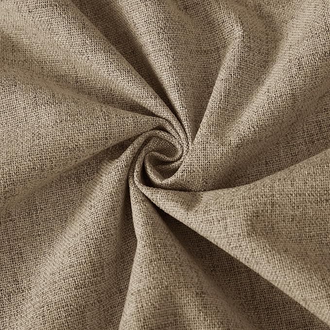 RYB HOME 100% Blackout Linen Textured Curtains for Bedroom, Farmhouse Thermal Insulated Window Curtains for Living Room Dining Patio Sliding Glass Door, Wide 52 x Long 102 inch, Burlap, 2 Panels - Image 9