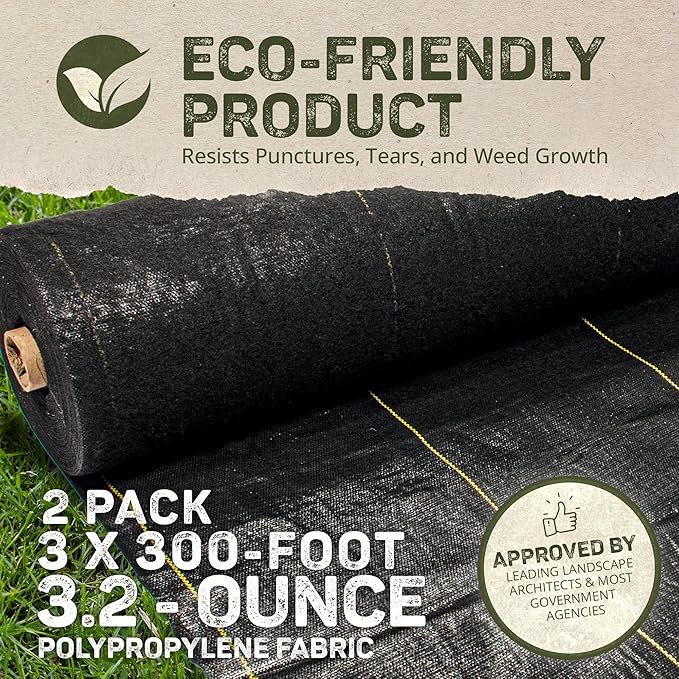 Dewitt 2-Pack Sunbelt Weed Barrier Fabric 3.2 oz, 3 x 300 Feet – Heavy-Duty Ground Cover Mat for Greenhouse Floors, Garden Rows, Raised Beds, Yard Gardening, and Outdoor Landscape Protection - Image 3
