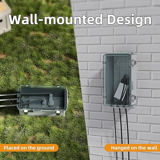 Joinfworld 9x5x4.3 Outdoor Extension Cord Cover for Outside Waterproof Outdoor Electrical Box Outlet Plug Cover Cord Protector Plastic Connection Box for Power Strip Lights Pump Controllers - Image 5