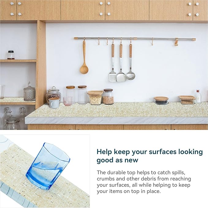 12" W x 120" L Non Adhesive Shelf Liner Kitchen Drawer Liner Pantry Liner for Shelves Cupboard Liner Kitchen Cabinet Cover Easy to Trim - Image 6
