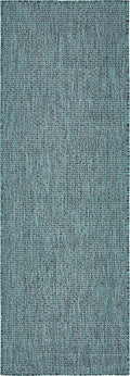 Unique Loom Collection Casual Transitional Solid Heathered Indoor/Outdoor Flatweave Area Rug (2' x 6' 1" Runner, Teal/Navy Blue) by UniqueLoom