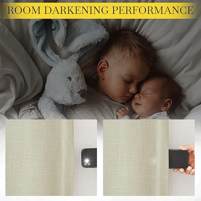 NICETOWN Room Darkening Living Room Curtains 96 inches Long, Pinch Pleated Curtains Faux Linen Blend Light Blocking Noise Canceling Drapes for Bedroom, Linen Beige, W52 x L96, 2 Panels - Image 5