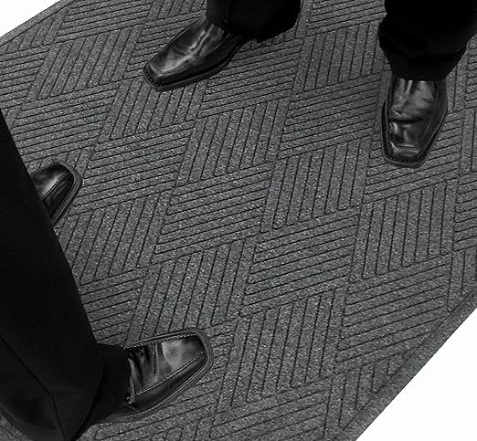 Guardian EcoGuard Diamond w/Single Fan Indoor Wiper Floor Mat, Recycled Plactic and Rubber, 4'x8', Charcoal Black - Image 12