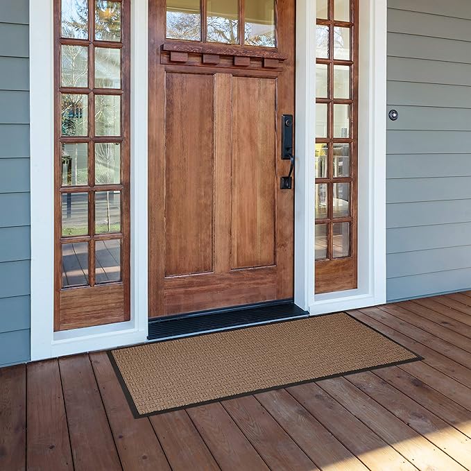 Kempf Water Retainer Front Door Mat, 36” x 60”, Brown, Outdoor Indoor Entrance, Non-Slip, Low Profile, Natural Rubber Doormat, Traps Dirt and Moisture - Image 2