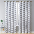 HLC.ME Lattice Print Design Bedroom Blackout Curtains - Thermal Heat Absorbing & Sunblock - Light Blocking Window Drapery Curtain Grommet Panels, Platinum White & Grey, Set of 2, 52 W x 84 L by HomeLinenCollections