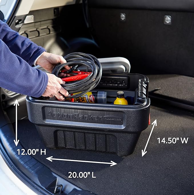 Rubbermaid® ActionPacker®️ 8 Gal Lockable Storage Box Pack of 4, Outdoor, Industrial, Rugged, Grey and Black - Image 2