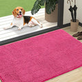 OLANLY Dog Door Mat for Muddy Paws 47x32, Absorbs Moisture and Dirt, Absorbent Non-Slip Washable Doormat, Quick Dry Chenille Mud Mat for Dogs, Entry Indoor Entryway Carpet for Inside Floor, Hot Pink by OLANLY