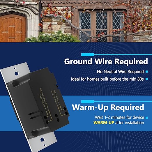 LIDER Humidity Sensor Switch and Motion Sensor Light Switch, PIR Sensor, Humidity Detection, Occupancy/Vacancy, No Neutral Required, ¼ HP, 1-Pole, UL Listed, Black, Wall Plate Included - Image 2