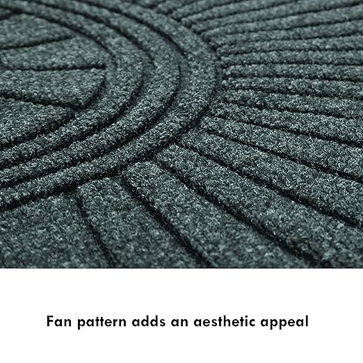 Guardian EcoGuard Diamond Fan Indoor Wiper Door Mat, Recycled Plactic and Rubber, 4', Charcoal Black - Image 3
