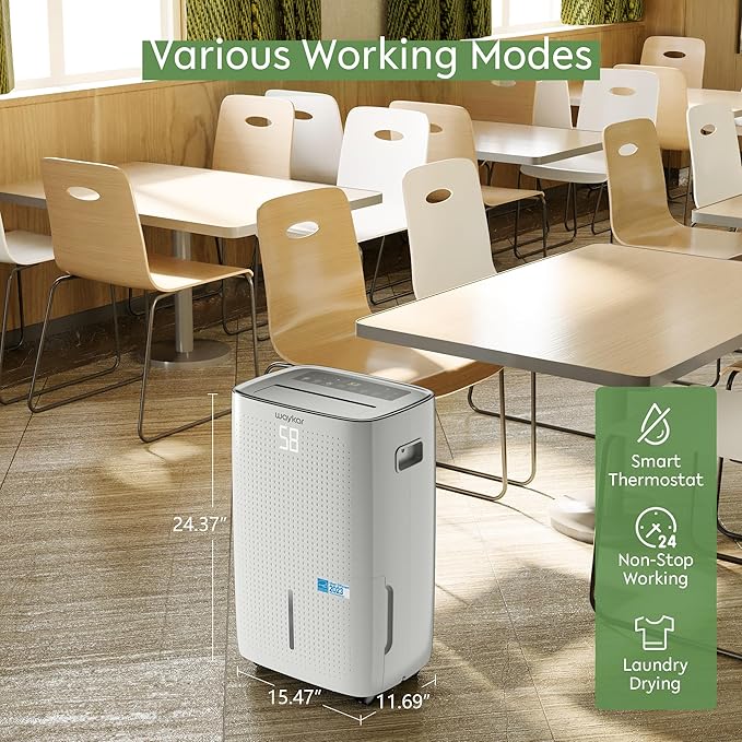 Waykar 150 Pints 7,500 Sq. Ft Energy Star Dehumidifier with Drain Hose for Commercial and Industrial Large Rooms, Home, Basements, Storages, Warehouses and Bedrooms - Image 3