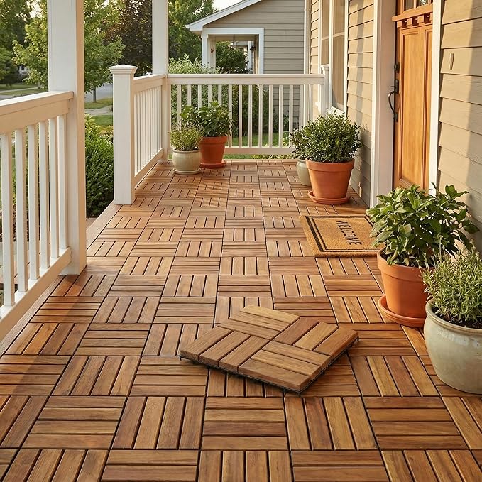 Bare Decor EZ Teak Flooring 12 Slat, Brown, 1 Sample Tile - Image 8