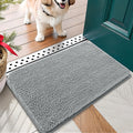 OLANLY Dog Door Mat for Muddy Paws 24x16, Absorbs Moisture and Dirt, Absorbent Non-Slip Washable Doormat, Quick Dry Chenille Mud Mat for Dogs, Entry Indoor Entryway Carpet for Inside Floor, Grey by OLANLY