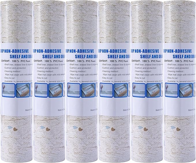 Ray Star Cabinet Liner, 18Inch X 4 Feet Waterproof Shelf Liners for Kitchen Cabinets Non-Adhesive Floral Non Slip Grip Liner Pantry Cupboard Drawer (Set of 6 Rolls, Total of 24 Ft) Signature Delivery by RAYSTAR