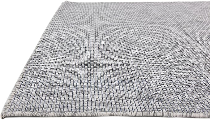Unique Loom Collection Casual Transitional Solid Heathered Indoor/Outdoor Flatweave Area Rug (4' 1" x 6' 1" Rectangle, Light Gray/Ivory) - Image 7